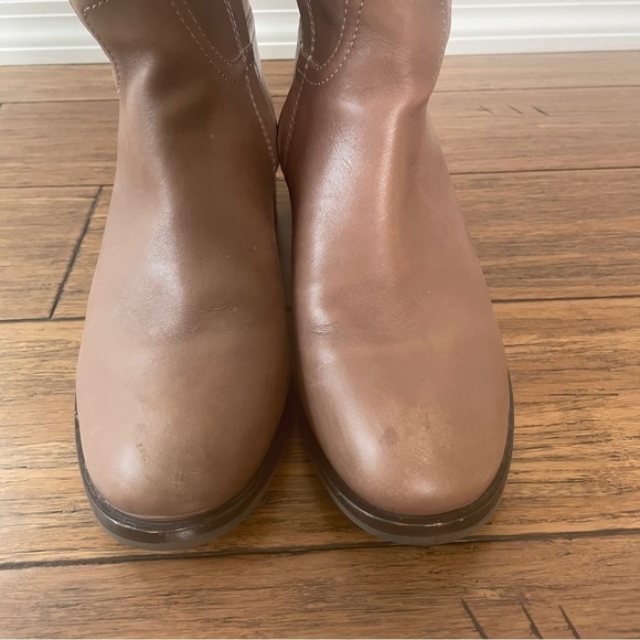 Tory Burch tan brown Leather Knee-High Boots zip up boots fall boots block heel - Picture 10 of 16